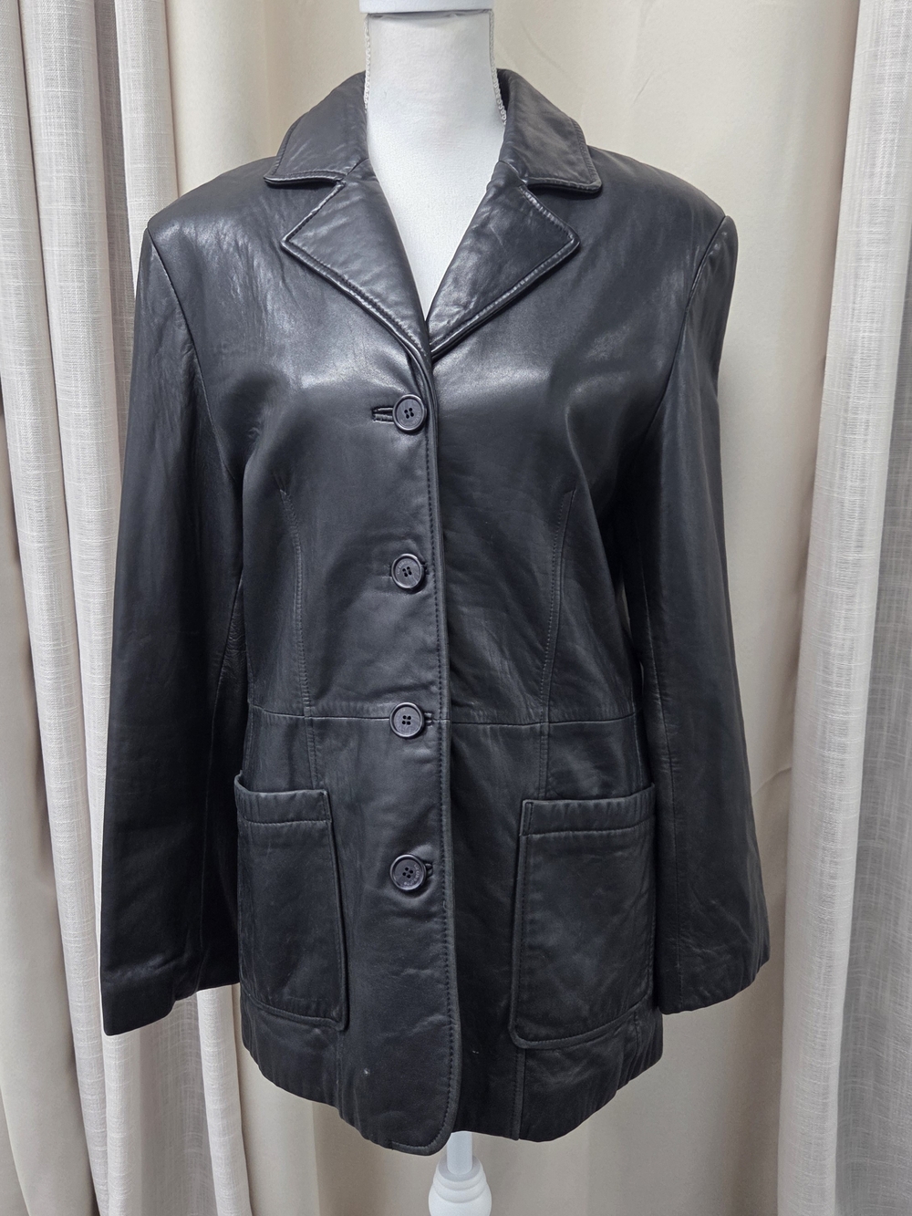 VTG Black Leather Jacket L 90s Grunge Whimsigoth Indie Sleek Mob Wife